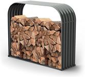 A ANLEOLIFE Galvanized Steel Firewood Storage Shed Outdoor Corrugated Metal Log Rack, Heavy Duty Log holder Lumber Storage Stand -Trio Gray