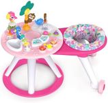 Bright Starts Around We Go 2-in-1 Baby Walker, Discovery Activity Center and Table, Tropic Coral, Ages 6 Months+