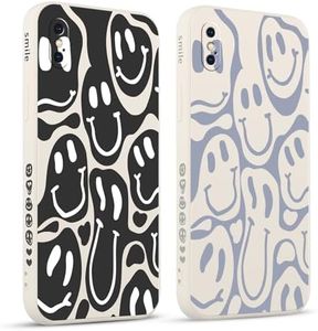 Pnakqil 2 Piezas Funda para Apple iPhone X/XS 5.8",Funny Cute Sonrisa Face Grimace Cara Sonriente Fundas Estética TPU Ultrafina Proteger Caso con Cámara Suave Carcasa Silicona Protección Cover