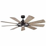 Kichler Lighting 300265AVI Gentry - 65" Ceiling Fan with Light Kit, Anvil Iron Finish with Distressed Antique Grey/Walnut Blade Finish with Opal Etched Glass