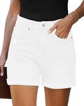 LookbookStore White Shorts for Woman Summer Outfits for Women High Waisted Shorts Women Tummy Control Women's Shorts Denim High Waisted Shorts for Women Women's Summer Shorts Brilliant White Medium