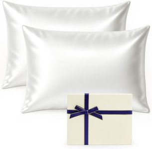 tenn well 2 Pack Mulberry Silk Pillowcases for Hair and Skin, Both Sides 100% Pure Silk Pillowcase 19 Momme Soft Smooth Pillow Case with Hidden Zipper (Standard 51 x 76cm, White)