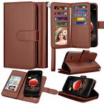 Takfox LG Aristo 2 Case, LG Tribute Dynasty/LV3 2018/K8 2018/X210 Case PU Leather Wallet Magnetic Flip Kickstand Protective with 9 Card Holder Cover Detachable Case (Brown)