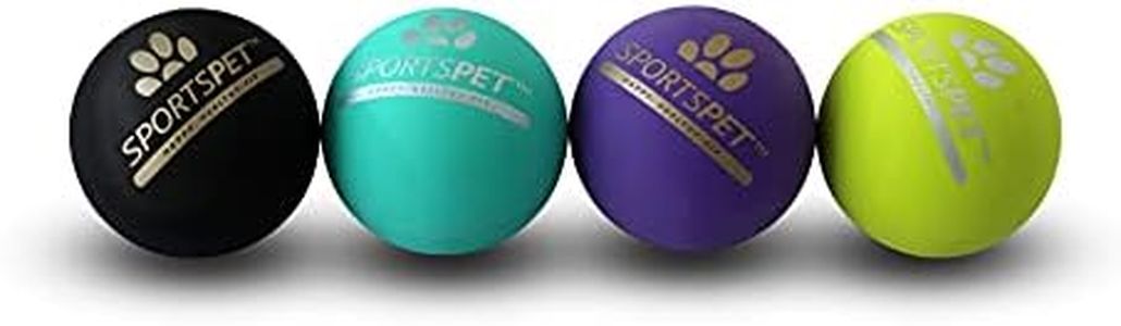 SPORTSPET Tough Bounce Natural Rubber Dog Balls -Highly Durable Tough Bounce Balls (4 Pack) (65mm)