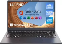 MARGOLAI 14 inch Windows 11 Laptop Computer, 8GB DDR4 RAM 128GB SSD, 4-Core Intel CPU (Up to 2.9GHz), Thin & Portable Notebook PC, WiFi, BT4.2, MS Office 2024