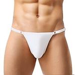 iEFiEL Men's Thongs Underwear Sexy G-String Comfortable T-Back Bikini Briefs White One Size