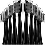 Compatible with Burst Adults Electric Toothbrush Replacement Heads with Dust Cover Caps, Perfect Fit with BURST Sonic Toothbrush Charcoal Soft Bristles,10 Pack, Black