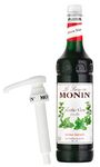 MONIN Premium Coffee Syrup 1 Litre Green Mint and Pump