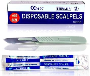 MedHelp Disposable Scalpel 10 Dermaplaning Tool Scalpel Blades 10 with Plastic Handle, High Carbon Steel Dermablade Blades #10 Surgical Blades, Scaple - Box of 10