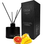 OLGA Reed Diffuser - 180ml Grapefruit Mango Reed Diffusers for Home with Sticks Sets - Room Fragrance Reed Diffuser Gift Set - Room Scent Diffuser Reeds - Room Diffusers & Bathroom Diffuser Reed Set