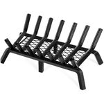 INNO STAGE 24 Inch Fireplace Grates Firewood Fire Wood Log Holder Rack with Ember Retainer, Inside Wrought Cast Iron Grill Fireplace Log Grate for Outdoor Camping Cooking