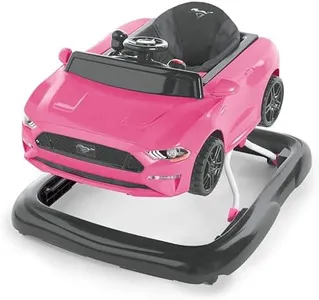 Bright Starts Ford Mustang 4-in-1 Pink Baby Activity Center & Push Walker with Removable Interactive Steering Wheel -Toy, 6 Months and up