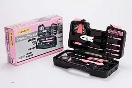 39-Piece General Tool Set-Essential Household Hand Tool Kit with Portable Toolbox Storage Case（Pink）