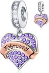 EMOSTAR Jan-Dec Birthstone Charms fits European Birthday Bracelet, Dangle 925 Sterling Silver Heart Shaped Pendant with 12 Months Birthstones, Gifts for Mom/Girls/Women, Sterling Silver Rose Gold