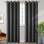 BGment Blackout Curtains - Grommet Thermal Insulated Room Darkening Bedroom and Living Room Curtain, 2 Panels of 52 x 90 Inch, Dark Grey