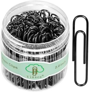 Vinaco Paper Clips Black, 100 Pack Large Paper Clips 2 Inch (50 mm), Durable & Rust Resistant, Jumbo Paperclips. Great for Office, School and Personal Use (Black)