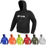 BYKR Motorcycle Hoodie for Men & Women Biker Motorcycle Jackets Breathable Motorbike Riding Sweatshirt All Weather CE Armored (Black,XL), X-Large