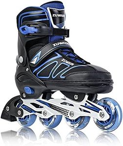 Zuwaos Inline Skates for Kids and Girls, Roller Skates with Featuring All Illuminating Wheels, for Girls and Boys, Men and Ladies Blue Size