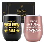 Onebttl Nana And Papa Gifts Tumbler Set, Stainless Steel Tumbler with Lid 12oz/350ml, Best Papa And Nana Gifts for Christmas Birthday Anniversary Day -Only The Best Dads/Moms Get Promoted To Papa/Nana