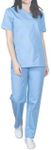 Sky Mens and Womens Hospital Doctors Scrub Trousers Top Set, Medical Doctor Uniform, Lightweight Fabric Medical Work Wear, Sky Blue, XS