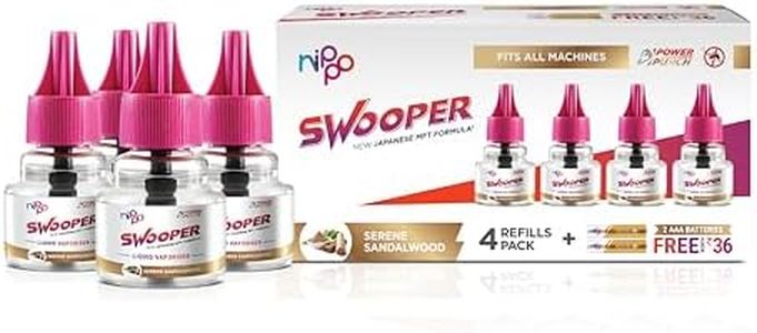 Nippo Swooper Liquid Vaporizer I Mosquito Repellent Pack of 4 (45ml each) with 2 AAA Batteries Free I Sandalwood Fragrance I Japanese MFT Formula I Kills Dengue, Malaria & Chikungunya Mosquitoes