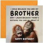 Funny Birthday Card for Brother - 'Nothing You Can Do About It' Chimp Birthday Card for Him - Hilarious Birthday Card from Sister Brother Sibling - Gift for Him - Blank Inside