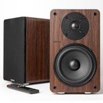 Roxel Onyx Active Bookshelf Speakers, 100-Watt RMS Power, Wireless BT 5.0 Streaming, HDMI ARC, 3-Metre Speaker Cable, Dynamic Sound for Movies, Music, Office, Home Theatre (Walnut)