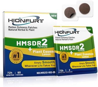 Hionfurt HMSDR2 80ct Motion Sickness Patches with Plant Essence – Lemon – Sea Sickness Patches for Cruise, Car, Airplane – Non-Drowsy, 72H Lasting