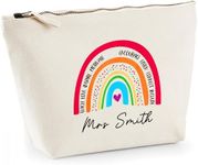 Personalised Teacher Gifts for Women, Rainbow Pencil Case, Custom Teacher Stationery Bag, End of Term Gift, Thank You Present, Nursery Teaching Assistant Accessory Bag