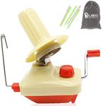 LAMXD Needlecraft Yarn Ball Winder Hand Operated,Red,Portable Package,Easy to Set Up and Use,Sturdy with Metal Handle and Tabletop Clamp,Including Yarn Needles Set…