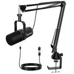 FDUCE SL40+ Dynamic Podcast Microphone,USB/XLR Microphone kit for podcasting,Gaming&Streaming,Boom Arm Stand Dynamic Mic,Built-in Headphone Output,Mute Button,gain Button