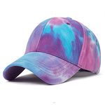 XYIYI Blue Purple Tie Dye Original Classic Cotton Baseball Cap Adjustable Dad Hat Unconstructed Plain Cap