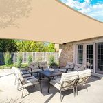 10ft×10ft Sun Shade Sail, Outdoor Rectangle Sun Sail Shade with 4 Ropes, Pergola Canopy, 95% UV Block, for Patio, Garden, Backyard, Lawn and Swimming Pool (10' x 10', Beige)