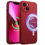 JETech Magnetic Silicone Case for iPhone 13 6.1-Inch, Compatible with MagSafe, Silky-Soft Touch Phone Cover with Camera Lens Full Protection (Red)