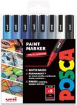 POSCA PC-3M Paint Marker Art Pens - 0.9-1.3mm – Cool Tones Tones Set of 8 Pens in Gift Box