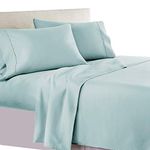 Royal Tradition Solid 550-Thread-Count, 100-Percent Cotton Split-King Sheets Set for Adjustable Beds, Sea