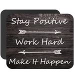 Rustic Wooden Motivational Quote Mouse Pad - Stay Positive, Work Hard, Make It Happen Mouse Mat- Non-Slip Rubber Base -9.5 x 7.9 x 0.12 Inches Mousepad for Home and Office