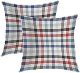 Batmerry Blue Red Gingham Throw Pil