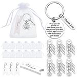 50 Pcs Employee Thank You Gifts for Women Men Make a Difference Coworker Appreciation Keychain Inspirational Employee Appreciation Gifts with 50 Organza Bags 50 Thank You Cards for Office Work Team