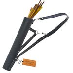 Bantoro Crafts Black Leather Traditional Leather Archery Quiver Arrows Holder Waist/Hip Hanging Sling Bag Shooting Hunting Shoulder Strap Adjustable Belt Bag