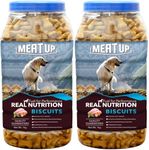 Meat Up Dog Treats Biscuits 2kg (2x1kg) | Real Chicken Flavour | Remove Plaque & Tartar Build-up | Vitamins & Minerals | Promotes Lustrous Coat