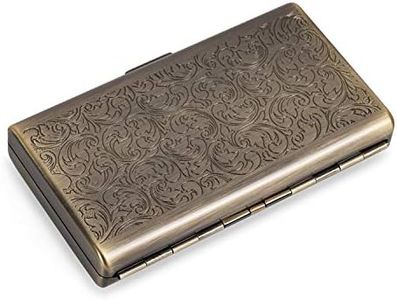 Retro Metal Cigarette Case Box -Double Sided Spring Clip Open Pocket Holder for 14 100mm Cigarettes Credit Card Holder Protective Security Wallet for Men and Women (Bronze)