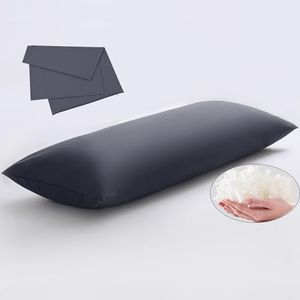 DOWNSTORIA™ Memory Foam Body Pillow with Grey Removable 100% Cotton Cover, Full Body Pillows for Adults, Large Long Bed Pillow for Sleeping, Firm & Supportive (20x54 inch, Dark Gray)