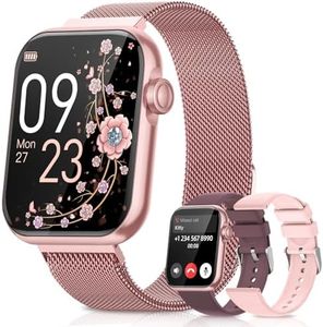 BANLVS Smartwatch Donna con Chiamate, 1.85" Orologio Smartwatch 3 Cinturini 110+ Modalità Sportive con SpO2/Sonno/Contapassi, Impermeabile IP68 Fitness Tracker per iOS Android, Rosa Corallo