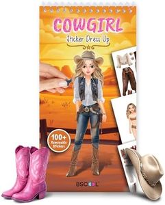BSCOOL Sticker Dress up Books - Sticker Activity Book for Kids. Learn Girls Fashion Design with Stickers and Guides for Kids 5 and up. Little Designer Creativity Book. (Sticker Dress Up Cowgirl)