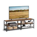 VASAGLE TV Stand for TV up to 75 Inches, TV Bench, Entertainment Center, 3-Tier TV Console, Rustic Brown and Black ULTV096B01