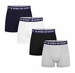 SPIRIT OF ESSEX 4-Pack Men's Cotton Stretch Boxer Hipsters with Fly & Elastic Waistband. Comfortable, Breathable, Natural Cotton Underwear (as8, alpha, m, regular, regular)