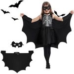 Aomig Bat Costume Cape Set for Kids, Children's Bat Wing Cape Fancy Dress Outfit with Bat Mask for Boys Girls, Kids Vampire Bat Cosplay Set, Halloween Bat Themed Party Costume Cosplay Pretend Play