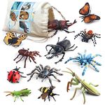 Volnau Bug Toys Figurines 12PCS Insect Animal Figures for Kids Toddlers Christmas Decoration Gift Educational Bee Beetle Mantis Spider Ladybug Butterfly Plastic Model