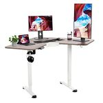 Height Adjustable Standing Desk,L-Shaped Computer Desk with USB Charging Electric Sit Stand Desk 110x110 cm Gaming Desk Home Office Stand up Desk,Home/Office Furniture (Gray)